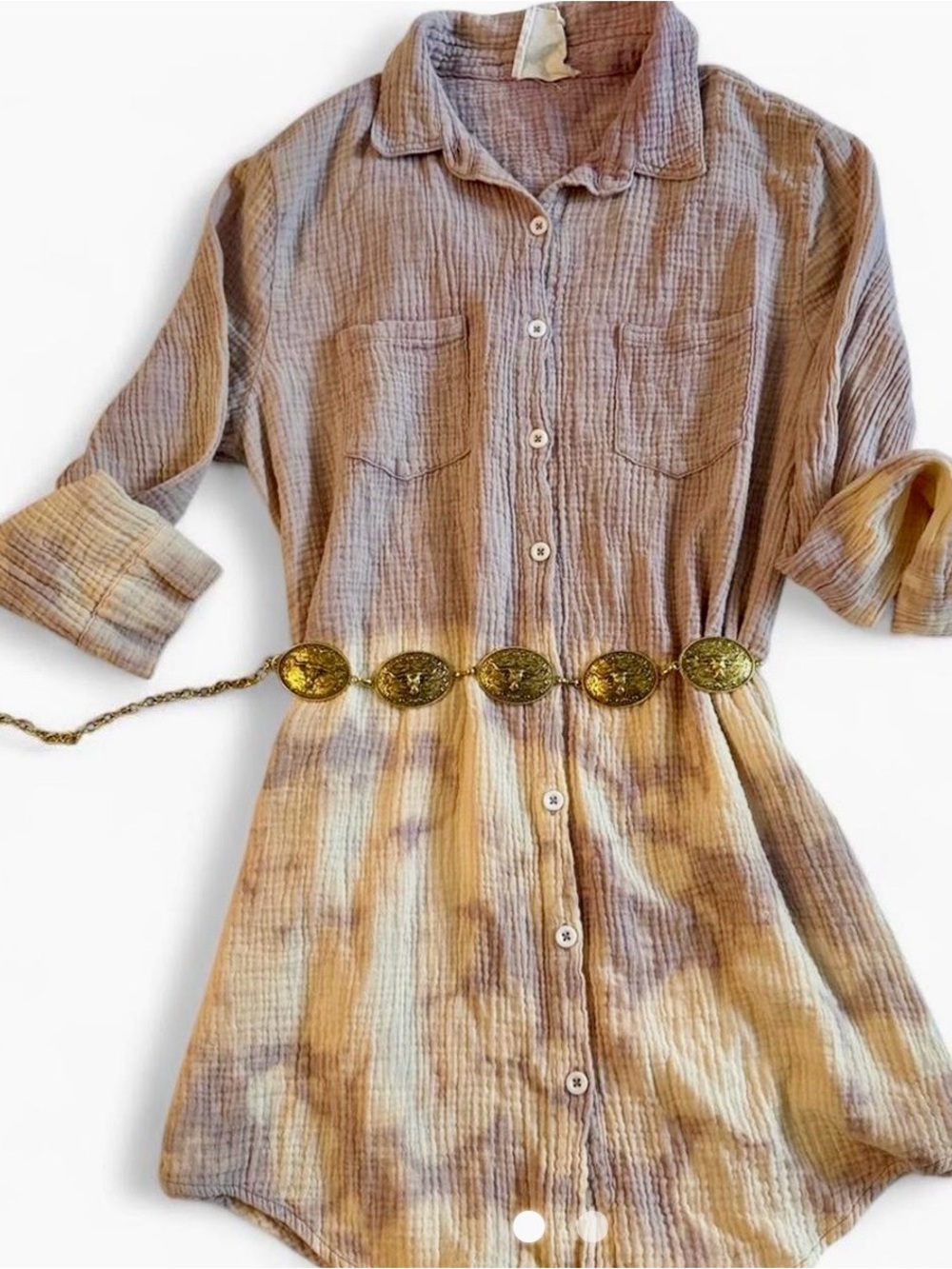 Fantastic Fawn Lavender & Mustard Tie-Dye Button Tunic